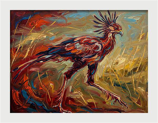 Secretary Bird In Expressionist Style