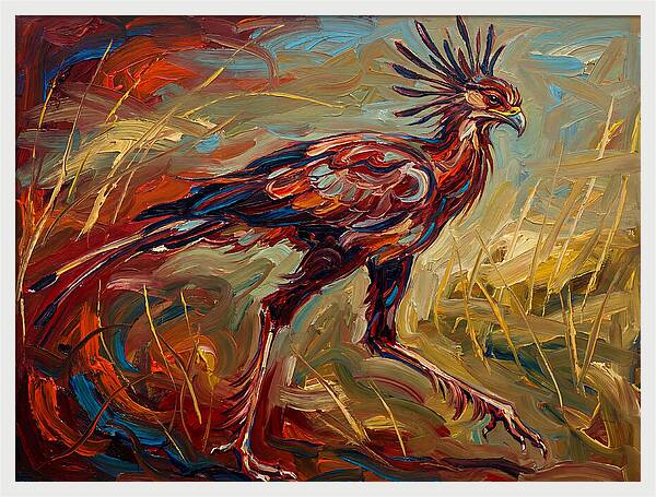 Secretary Bird In Expressionist Style