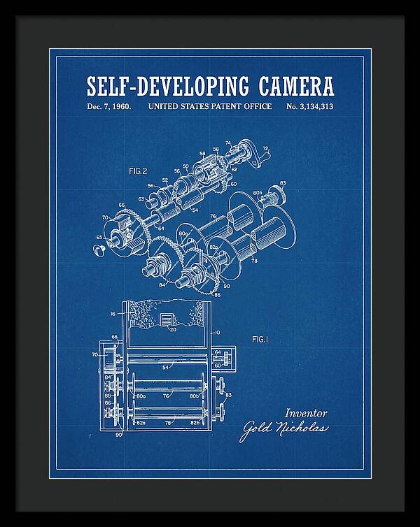 Self Developing Camera Polaroid Blueprint Patent Us3134313a
