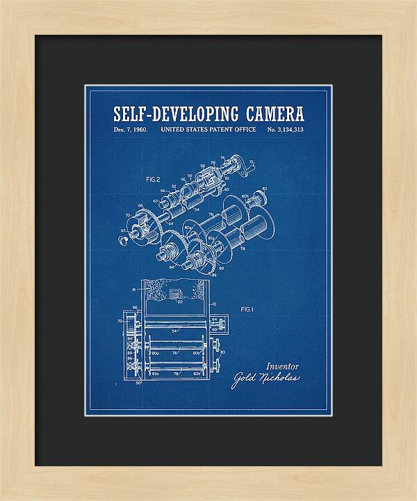 Self Developing Camera Polaroid Blueprint Patent Us3134313a