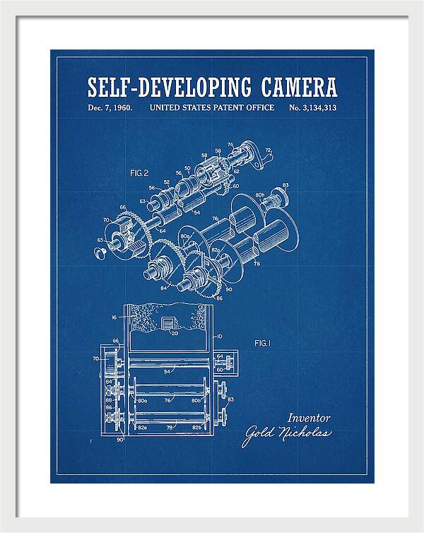Self Developing Camera Polaroid Blueprint Patent Us3134313a