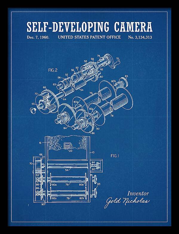 Self Developing Camera Polaroid Blueprint Patent Us3134313a