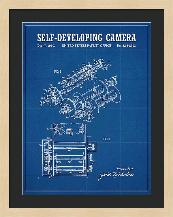 Self Developing Camera Polaroid Blueprint Patent Us3134313a
