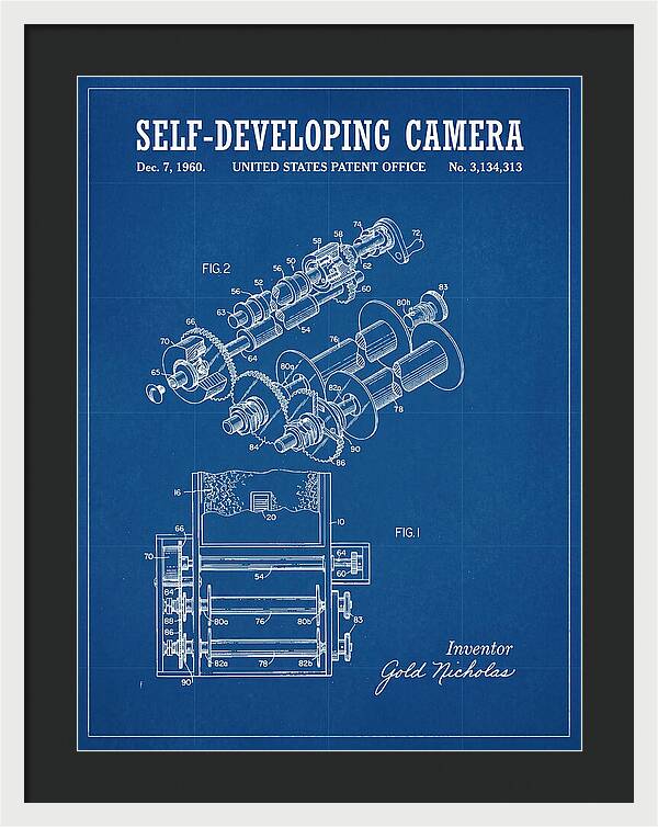 Self Developing Camera Polaroid Blueprint Patent Us3134313a