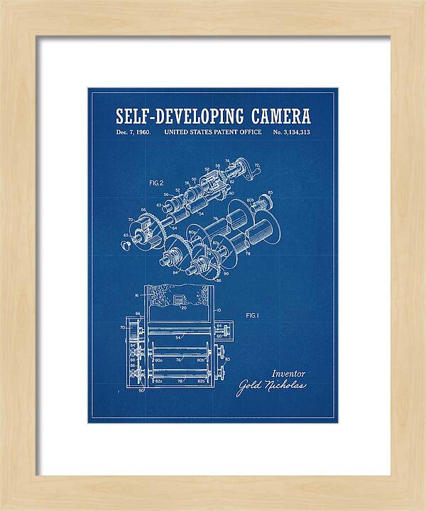 Self Developing Camera Polaroid Blueprint Patent Us3134313a