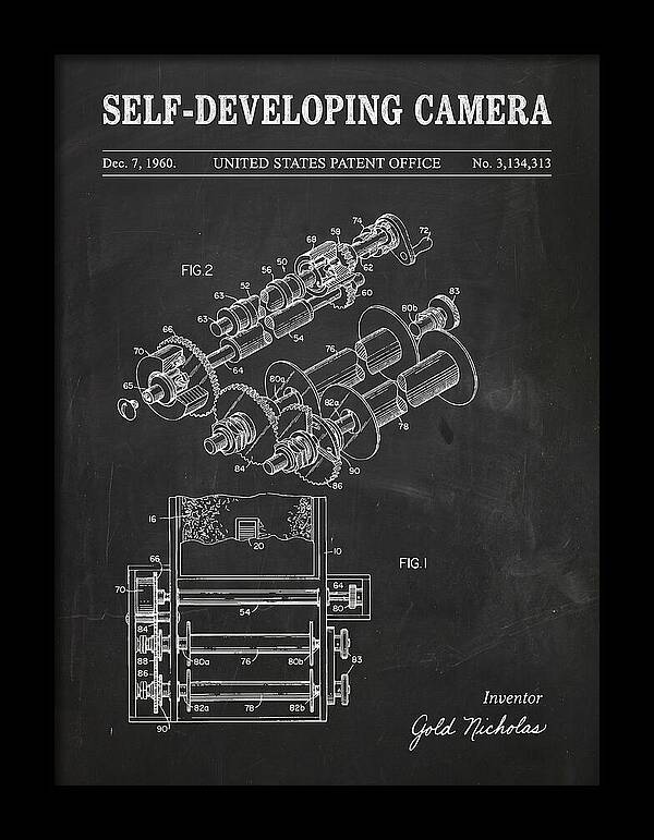 Self Developing Camera Polaroid Chalkboard Patent Us3134313a