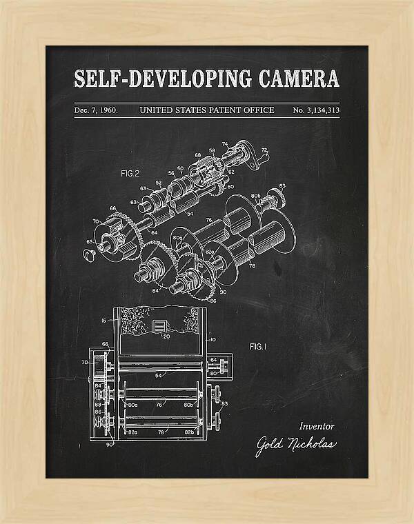 Self Developing Camera Polaroid Chalkboard Patent Us3134313a