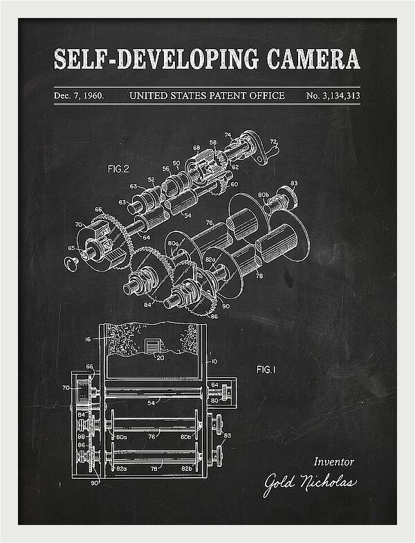 Self Developing Camera Polaroid Chalkboard Patent Us3134313a