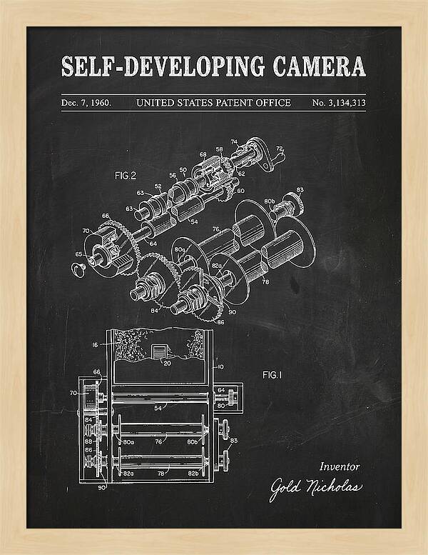 Self Developing Camera Polaroid Chalkboard Patent Us3134313a