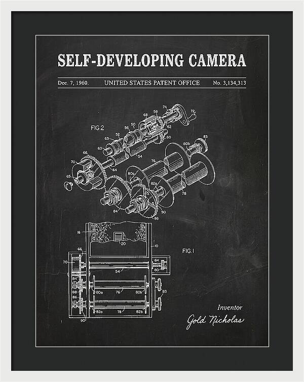Self Developing Camera Polaroid Chalkboard Patent Us3134313a