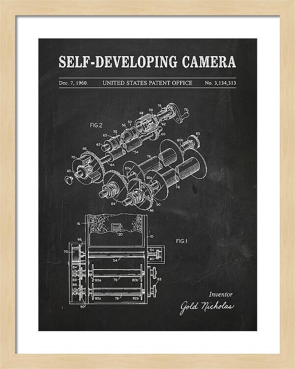 Self Developing Camera Polaroid Chalkboard Patent Us3134313a