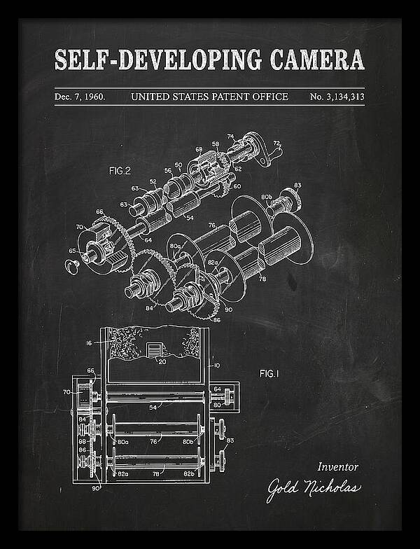 Self Developing Camera Polaroid Chalkboard Patent Us3134313a