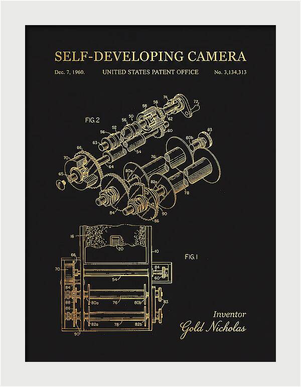 Self Developing Camera Polaroid Gold Patent Us3134313a