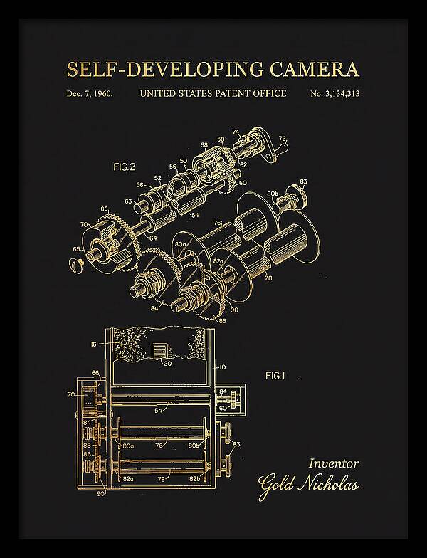 Self Developing Camera Polaroid Gold Patent Us3134313a