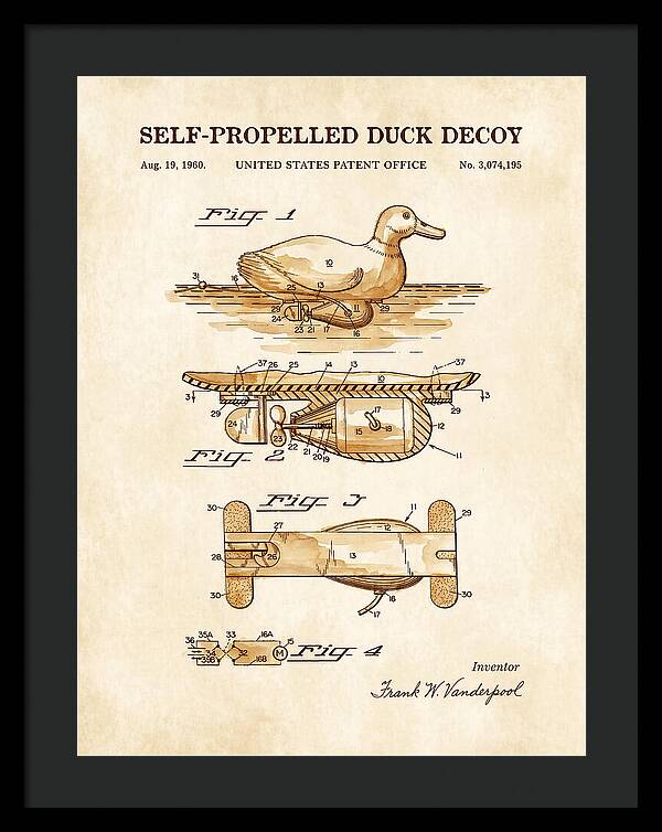 Self Propelled Duck Decoy Watercolor Patent Us3074195a