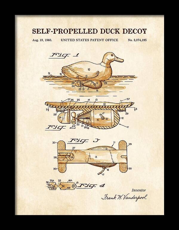 Self Propelled Duck Decoy Watercolor Patent Us3074195a