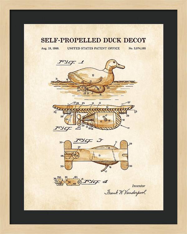 Self Propelled Duck Decoy Watercolor Patent Us3074195a