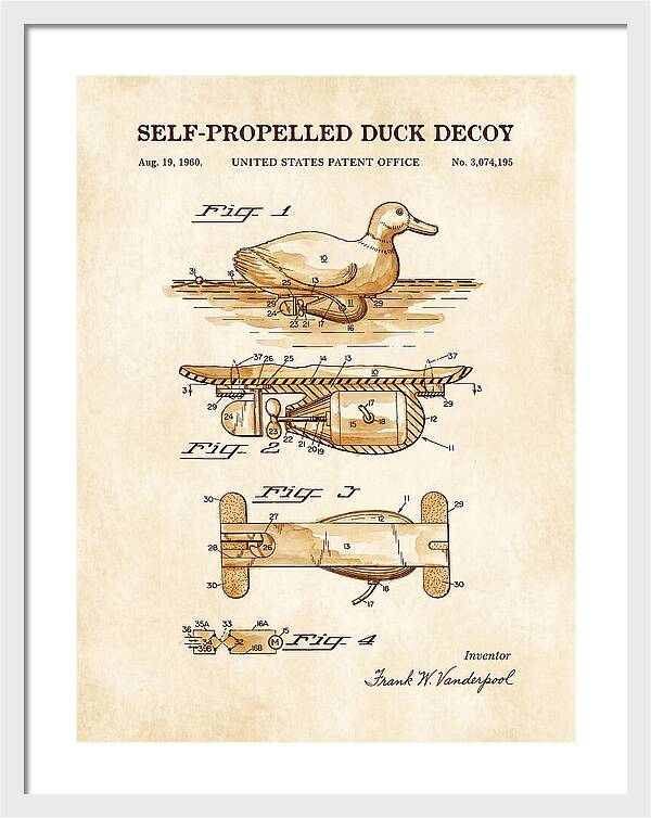 Self Propelled Duck Decoy Watercolor Patent Us3074195a