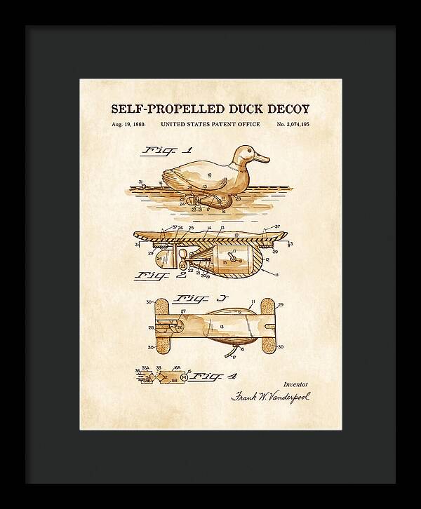 Self Propelled Duck Decoy Watercolor Patent Us3074195a