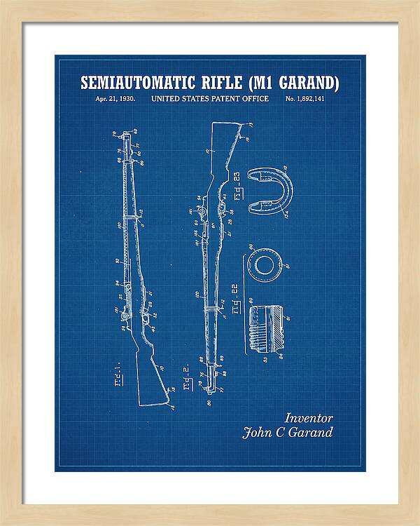 Semiautomatic Rifle M1 Garand Blueprint Patent Us1892141