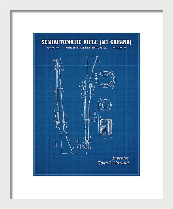 Semiautomatic Rifle M1 Garand Blueprint Patent Us1892141