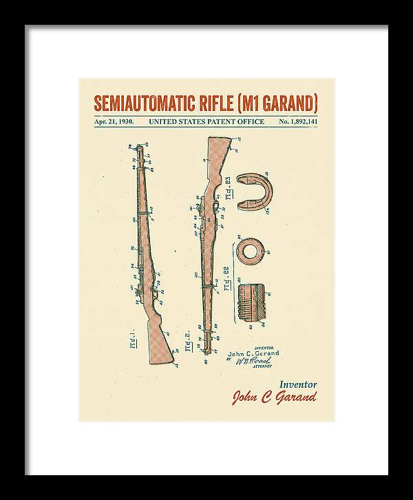 Semiautomatic Rifle M1 Garand Retro Patent Us1892141