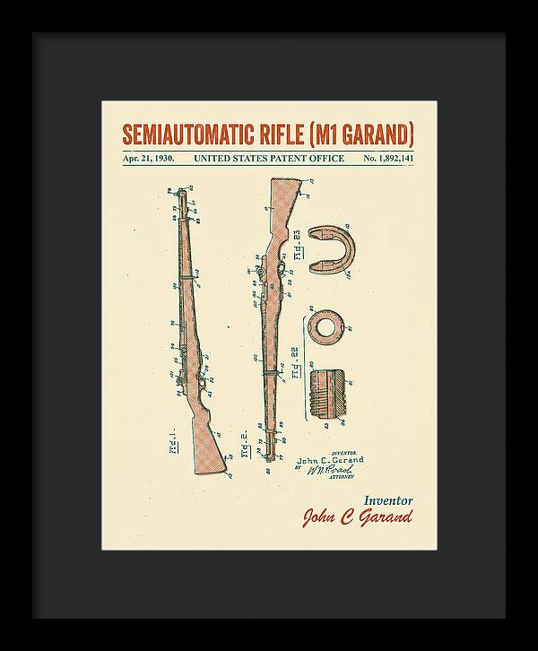 Semiautomatic Rifle M1 Garand Retro Patent Us1892141