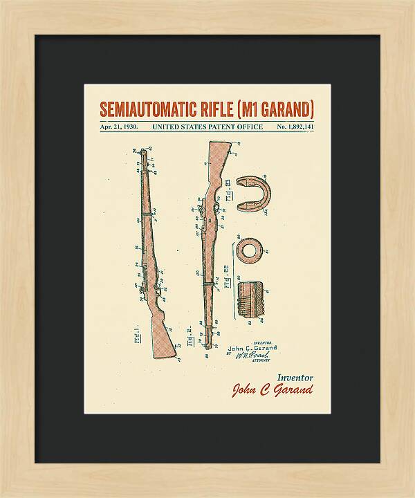 Semiautomatic Rifle M1 Garand Retro Patent Us1892141