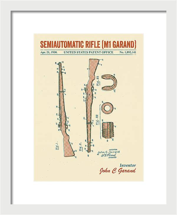 Semiautomatic Rifle M1 Garand Retro Patent Us1892141