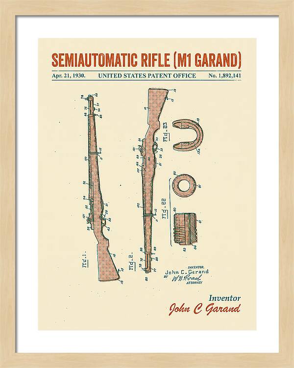 Semiautomatic Rifle M1 Garand Retro Patent Us1892141