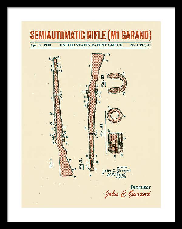 Semiautomatic Rifle M1 Garand Retro Patent Us1892141
