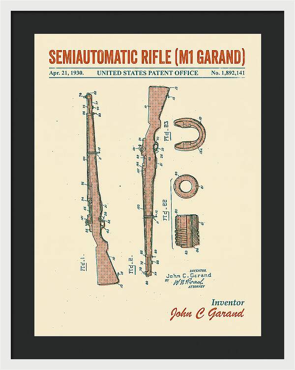 Semiautomatic Rifle M1 Garand Retro Patent Us1892141