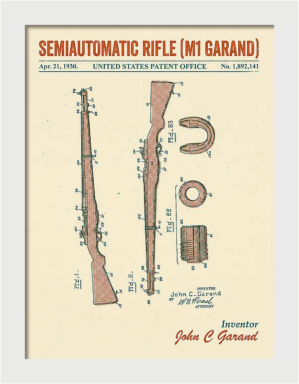 Semiautomatic Rifle M1 Garand Retro Patent Us1892141