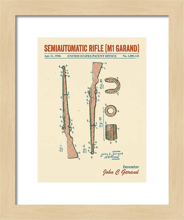 Semiautomatic Rifle M1 Garand Retro Patent Us1892141