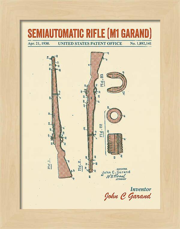 Semiautomatic Rifle M1 Garand Retro Patent Us1892141