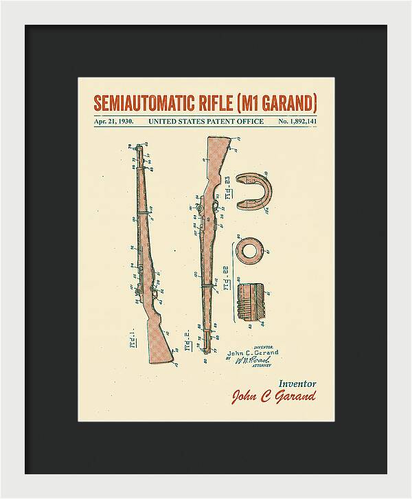 Semiautomatic Rifle M1 Garand Retro Patent Us1892141
