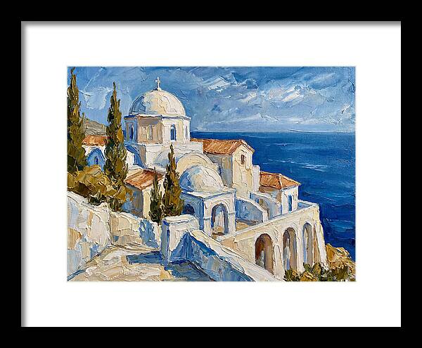 Serene Coastal Monastery Scene