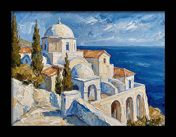 Serene Coastal Monastery Scene