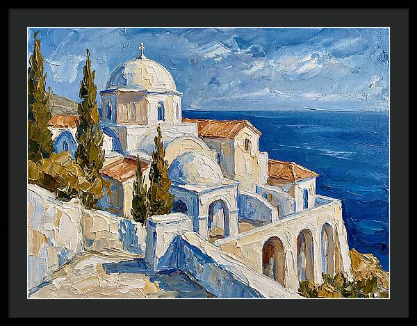 Serene Coastal Monastery Scene
