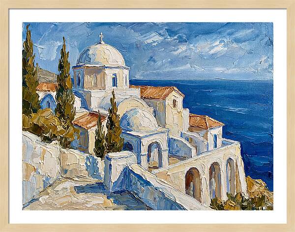 Serene Coastal Monastery Scene