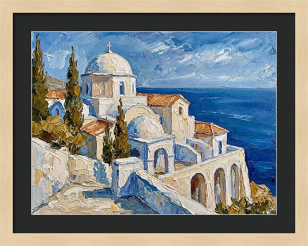Serene Coastal Monastery Scene