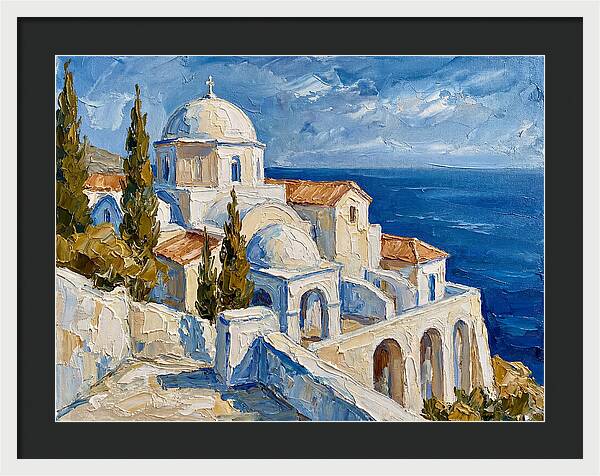 Serene Coastal Monastery Scene