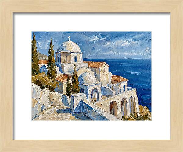 Serene Coastal Monastery Scene