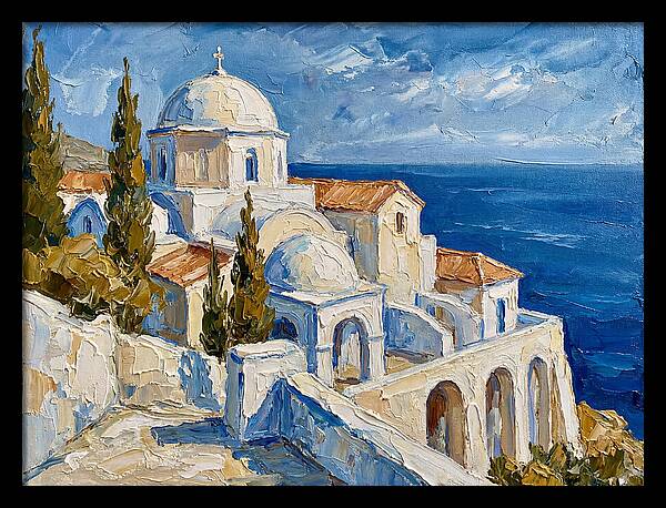 Serene Coastal Monastery Scene