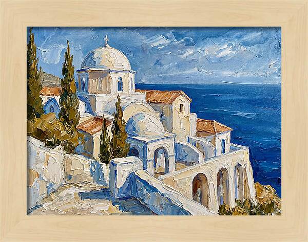 Serene Coastal Monastery Scene