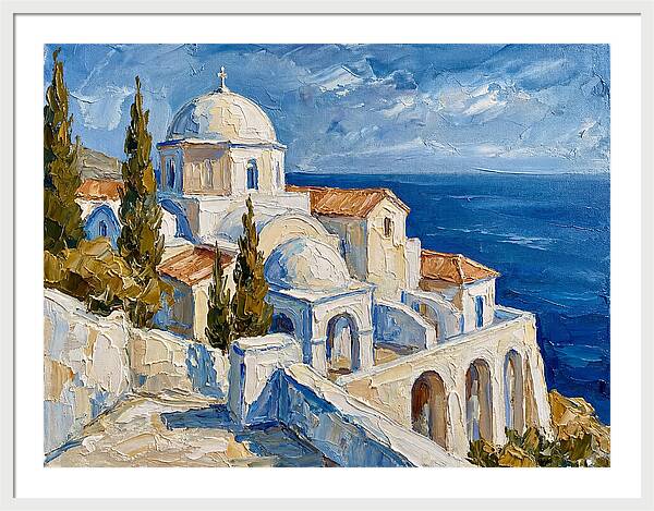 Serene Coastal Monastery Scene