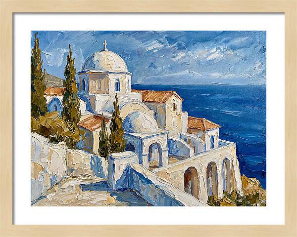 Serene Coastal Monastery Scene