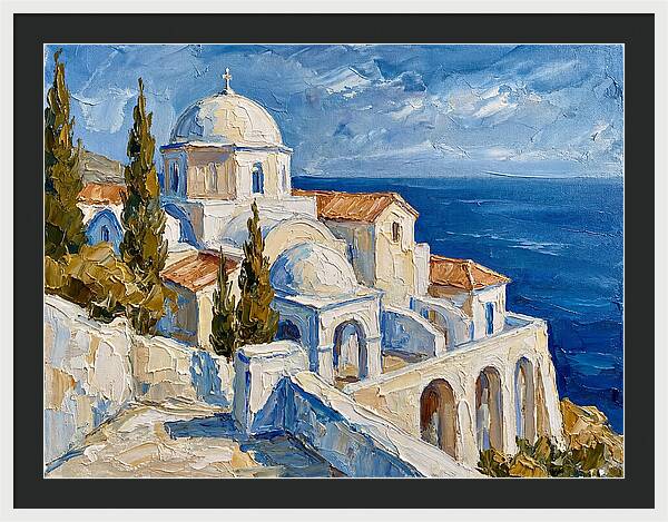 Serene Coastal Monastery Scene