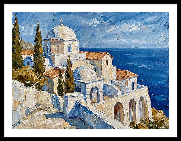 Serene Coastal Monastery Scene