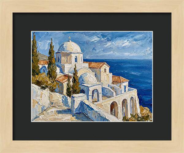 Serene Coastal Monastery Scene